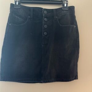 Chic Black Jean Button-Up Mini Skirt